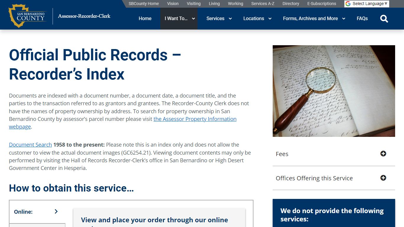 Public Records Request - San Bernardino County Assessor-Recorder-Clerk